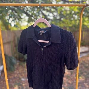Vintage-Inspired Black Knit Polo Top | TRUTH by Republic | Size M